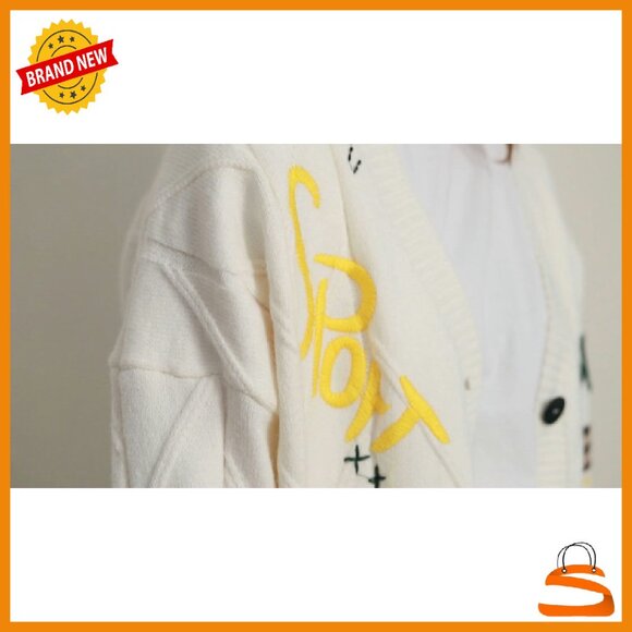 Wool Blend Cable Knit Cardigan V-Neck Open Front Pockets - Picture 8 of 8